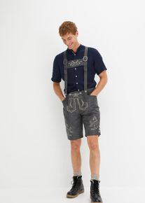 Regular Fit Trachten-Hose aus Lederimitat, grau, Größe 62, bonprix