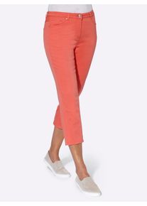Dames 3/4-jeans met bandjesversiering in koraal ,maat 20, WITT, 98% Katoen, 2% Elastan