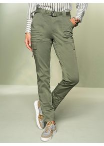 Heine Damen Cargohose mit Textilgürtel in khaki ,Größe 36, Witt, 98% Baumwolle, 2% Elasthan