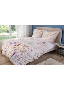 bonprix Lenjerie de pat florală, reversibilă bej 1x 80/80 cm, 1x 135/200 cm