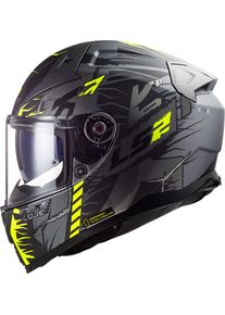 LS2 FF811 Vector II Techbot, integraalhelm , kleur: Mat Zwart/Donkergrijs/Grijs/Neon-Geel , maat: XL