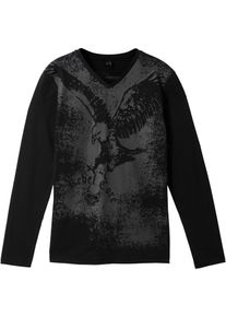 bonprix Bluză băieţi cu mâneci lungi, bumbac bio negru 176/182
