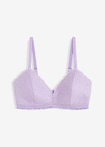 bonprix Biustonosz bralette z wyściełanymi miseczkami bez fiszbin&oacute;w fioletowy 80