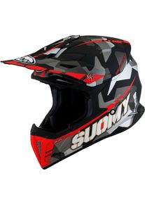 Suomy X-Wing Camouflager, motocross helmet , color: Matt Black/Grey/Red , size: L