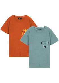 Lapset Lasten T-paita luomupuuvillasta (2 kpl/pakkaus), ruskea, 116/122, bonprix