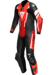 Dainese Misano 3 D-air, leren pak 1st. geperforeerd , kleur: Zwart/Rood/Neon-Rood/Wit , maat: 52