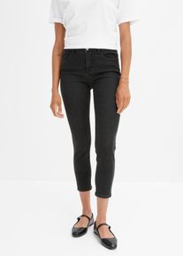 bonprix Femei Blugi skinny p&acirc;nă la glezne, talie medie negru 48