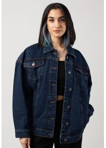 Urban Classics - Ladies Oversized 90‘s Denim Mid Indigo Washed - Kurtka jeansowa - niebieski - S - 100% bawełna,Dżinsowa