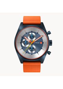 deTomaso Men's Watch - Dark Blue Silver - Chronograph, case made of surgical steel, sapphire-hardened mineral glass, ocean plastic strap, 43mm diameter,