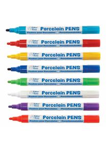 Rainbow Colours Porcelain & Ceramic Paint Pens (Pack of 8) Dishwasher Resistant, 8 Assorted Colours