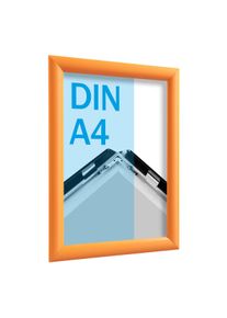 Cadre clic-clac rabattable, aluminium, A4 orange | 25 mm | En onglet