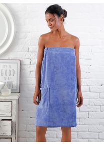 Plantier Dames Saunakilt in blauw ,maat 36-44, Witt, 50% Katoen, 50% Polyester