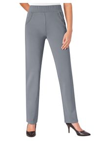 Dames Jerseybroek met siersteentjes op de zakken in grijs ,maat 20, WITT, 95% Polyester, 5% Elastan
