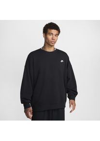 Nike Club Fleece oversized herentop van sweatstof met ronde hals - Zwart