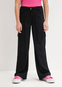 bonprix Pantalón cargo ancho de viscosa fluida, negro, 146