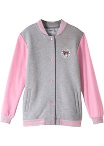 bonprix Bluza rozpinana dziewczęca "college" szary 128/134