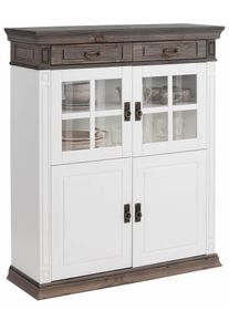 Home Affaire Highboard »Vinales«, Breite 112 Cm weiß, Größe B/H/T: 112 cm x 130 cm x 39 cm B/H/T: 112 cm x 130 cm x 39 cm , Im Landhaus-Stil