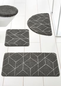 Kylpyhuonematto graafisella kuviolla, harmaa, matto seinään asennettavan WC-istuimen eteen 45/50 cm, bonprix
