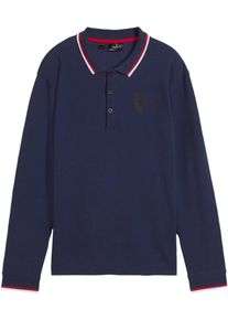 bonprix Bluză polo din bumbac bio albastru 164/170