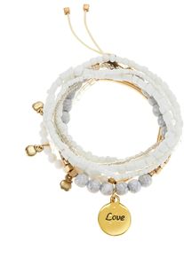 Lascana Dames Set armbanden in wit/goudkleur ,maat 0, Witt,