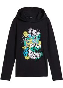 bonprix Bluză cu mâneci lungi din bumbac bio negru 152/158