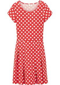 bonprix Sukienka dziewczęca shirtowa w groszki czerwony 128/134