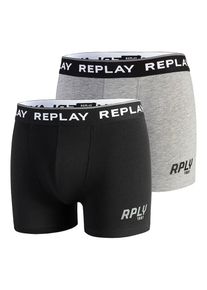 Replay Boxershorts Herren grau, schwarz Größe L Logoprint