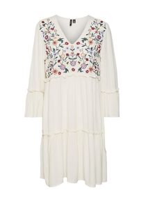 Vero Moda Curve Dames Jurk 'VMSina' ecru / lichtblauw / donkergroen / kersrood 52