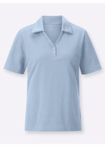 Dames Poloshirt met drukknoopsluiting in lichtblauw ,maat 38, WITT, 60% Katoen, 40% Polyester