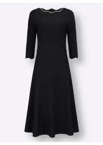 Dames Tricotjurk met mouwen in volant-look in zwart/champagne gedessineerd ,maat 38, WITT, 45% Viscose, 35% Polyamide, 20% Polyester