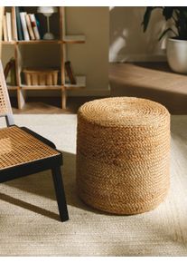 Pouf en jute fait main Jutta Marron clair 40x40x40 cm - Tapis poil court design moderne pour salon