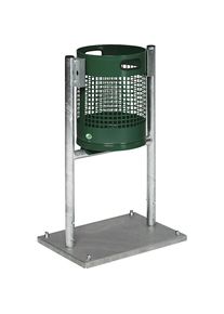 Var Afvalbak voor buiten, 30 l, staal, met buisframe, mosgroen