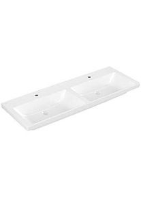 Villeroy & Boch Villeroy und Boch Subway 3.0 Schrank-Doppelwaschtisch 4A71D101 130x47cm, mit je 1 Hahnloch/ohne Überlauf, weiß