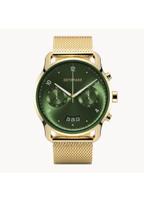 deTomaso Men's Watch - Gold Dark Green - Chronograph, case made of surgical steel, sapphire-hardened mineral glass, Mesh Strap, 42mm diameter, Japanese quartz