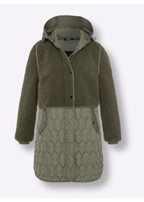 Heine Dames Lang jack materiaalmix van teddy en watté in kaki ,maat 46, Witt, 100% Polyamide. Wattering: 100% Polyester. Teddyfleece: 100% Polyester