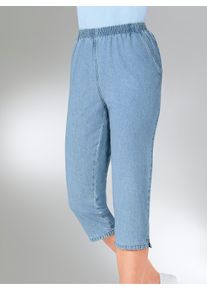 Dames Makkelijk aan te trekken capri-jeans in blue-bleached ,maat 38, WITT, 100% Katoen