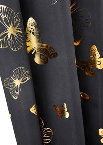 bonprix Draperie de întunecare cu fluturaşi (1buc.) negru Î/Lă: 175/140 cm