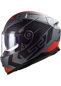 LS2 FF811 Vector II Splitter, integraalhelm , kleur: Mat Zwart/Grijs/Rood , maat: 3XL