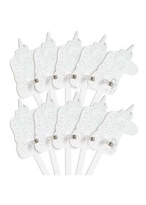 FOLDZILLA Steckenpferd Steckenpferde 10er Set Einhorn Regenbogen Ausmalen