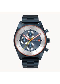 deTomaso Men's Watch - Dark Blue Silver - Chronograph, case made of surgical steel, sapphire-hardened mineral glass, metal strap, 43mm diameter, Japanese