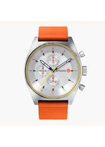 deTomaso Men's Watch - Silver White - Chronograph, case made of surgical steel, sapphire-hardened mineral glass, ocean plastic strap, 43mm diameter, Japanese