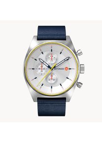 deTomaso Men's Watch - Silver White - Chronograph, case made of surgical steel, sapphire-hardened mineral glass, ocean plastic strap, 43mm diameter, Japanese