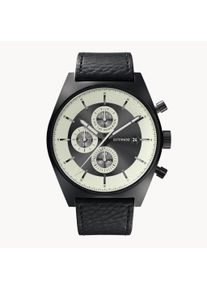 deTomaso Men's Watch - Black - Chronograph, Case made of surgical steel, Sapphire-hardened mineral glass, Leather strap, 43mm diameter, Japanese quartz