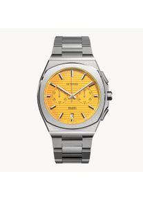 deTomaso Men's Watch - Silver Yellow - Chronograph, case made of surgical steel, sapphire-hardened mineral glass, metal Strap, 42mm diameter, Japanese Meca-