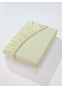 wäschepur unisex Hoeslaken in lindegroen ,maat 1 st. 90x190 - 100x200 cm, Witt, 100% Katoen