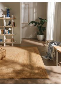 Tapis poil ras de jute Jutta Marron clair 80x150 cm - Tapis poil court design moderne pour salon