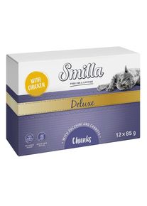 Smilla Deluxe Hapjes 12 x 85 g Kattenvoer.- met Kip, Courgettes en Wortelen