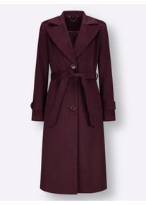 Dames Wollen mantel met reverskraag in bordeaux ,maat 36, WITT, 90% Polyester, 10% Wol