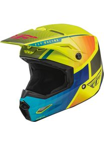 Fly Racing Kinetic Drift, casque croisé , couleur: Jaune Néon/Gris/Bleu/Orange , taille: L