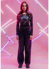 Urban Classics - Ladies High Waist 90 ́S Wide Leg Denim Black Washed - Jeansy - czarny - W27 - 100% bawełna,Dżinsowa